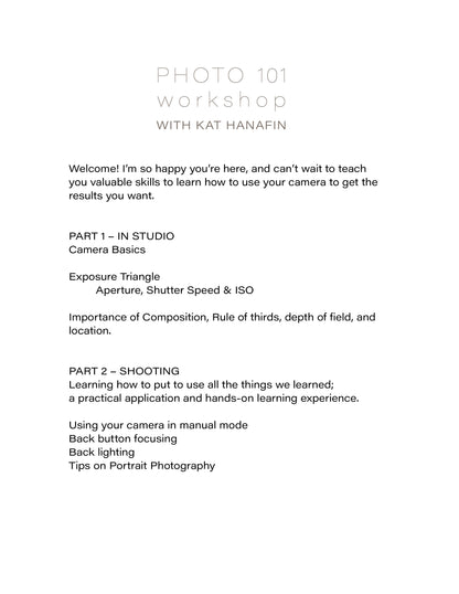 *Photo 101 (one on one)